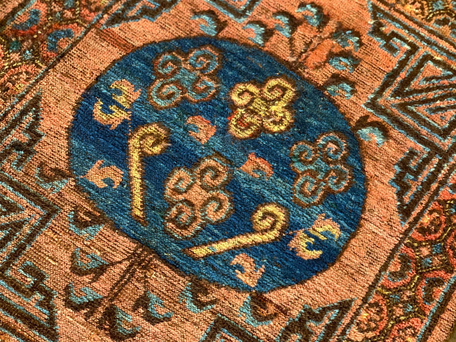 Handwoven Antique Rugs Rust Khotan Rug 74x94 Cm photo Textiles