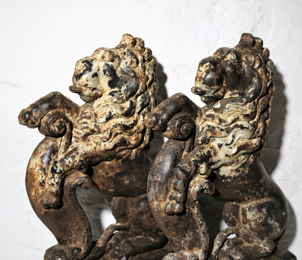 photo for sale Cast Iron Door Stop | Rampant Lions | Shelf Art | Victorian Door Porters