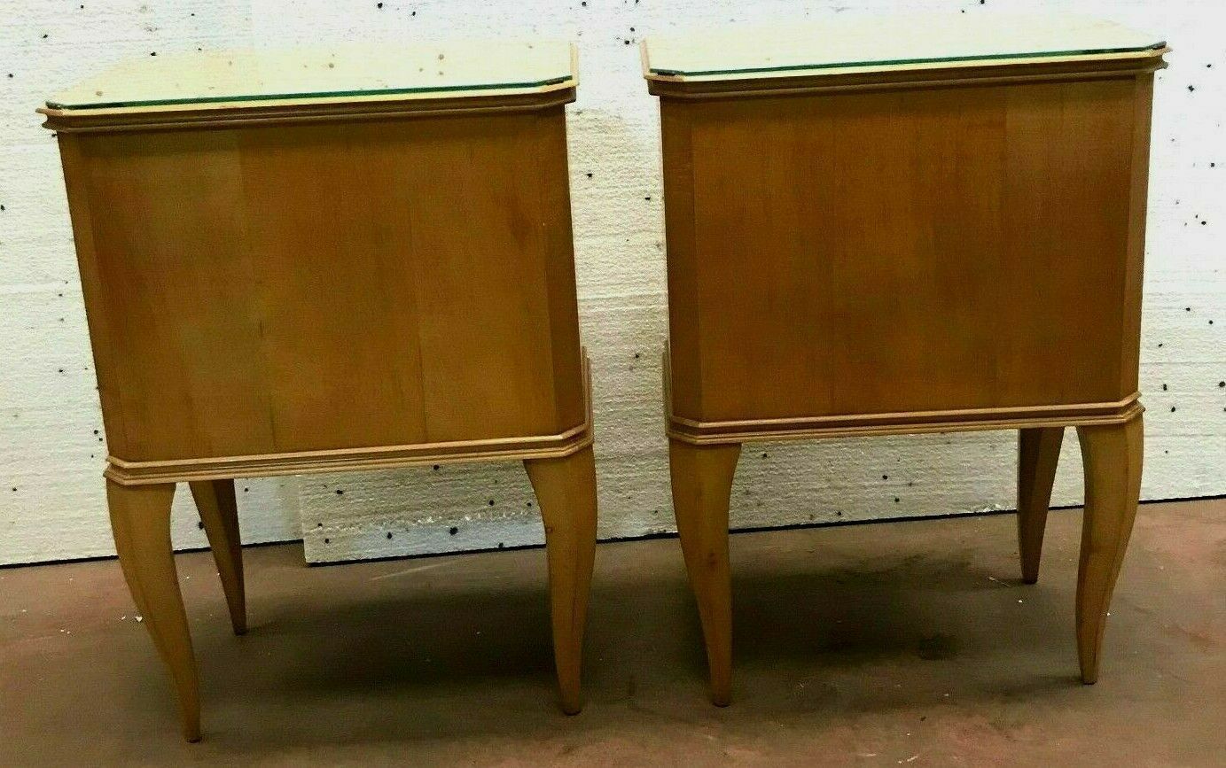 Pair Of Art Deco Bedside Tables In Light Wood Veneer 20th Century photo 667.15