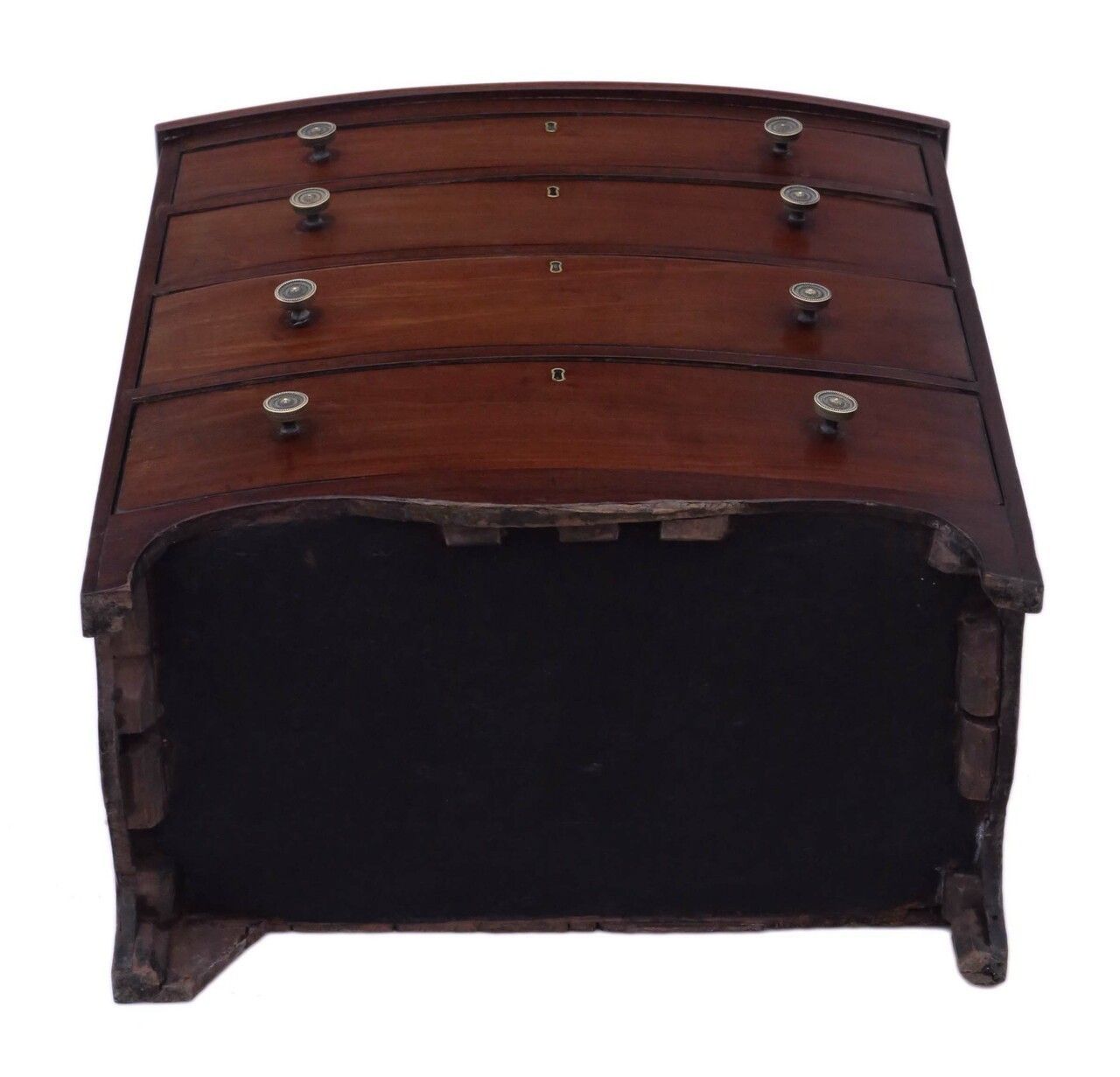 Georgian 19th Century Mahogany Bow Front Chest Of Drawers C1820 photo vintage