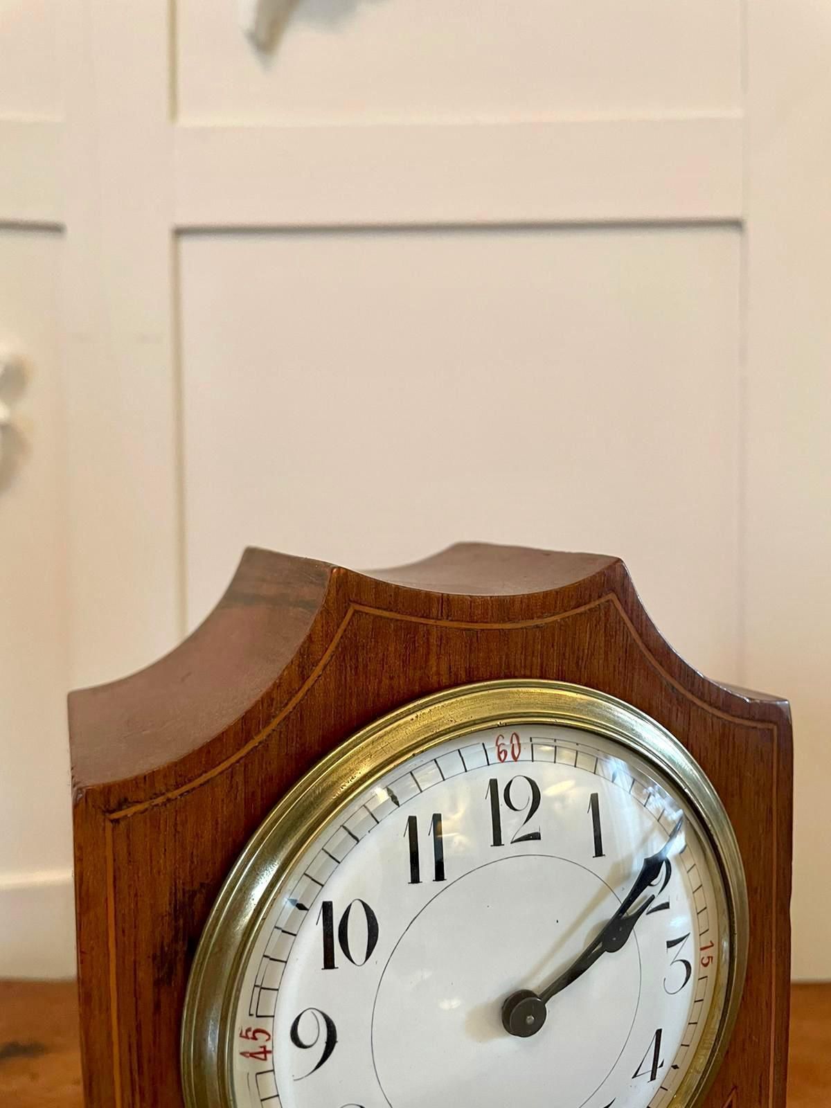 Antique Edwardian Inlaid Mahogany Eight Day Mantel Clock photo for sale