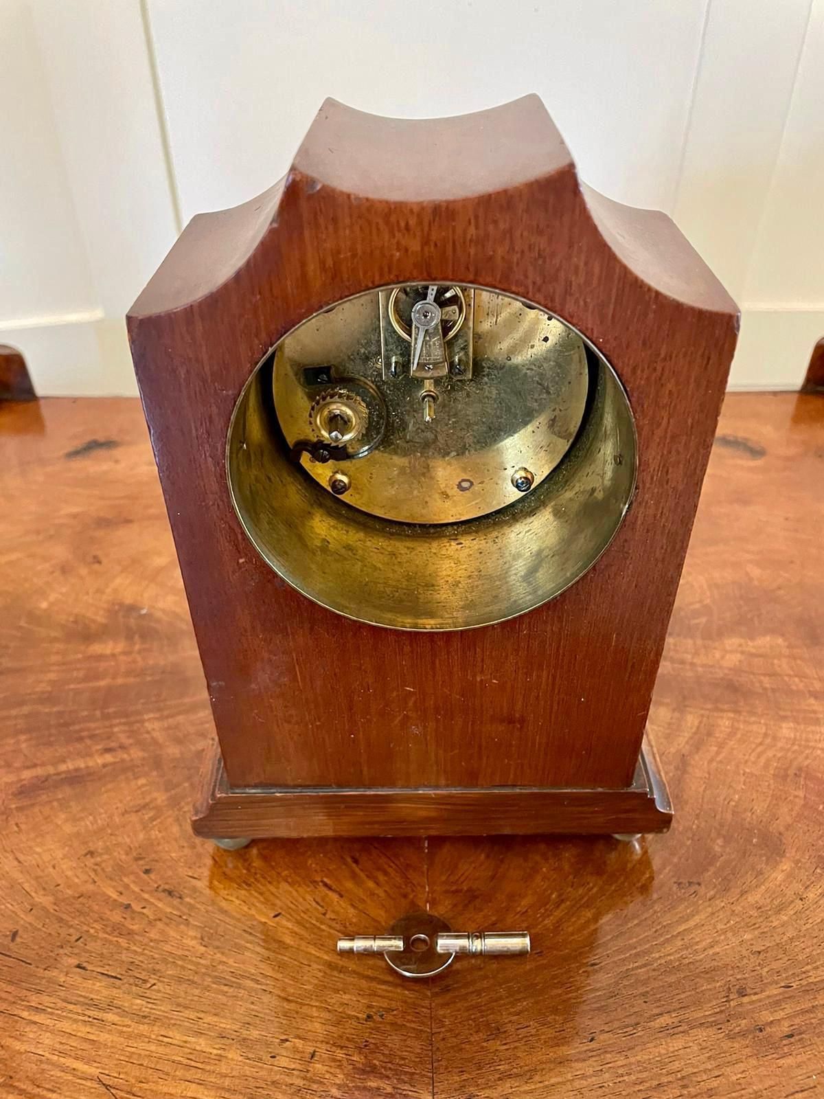 Antique Edwardian Inlaid Mahogany Eight Day Mantel Clock photo buy