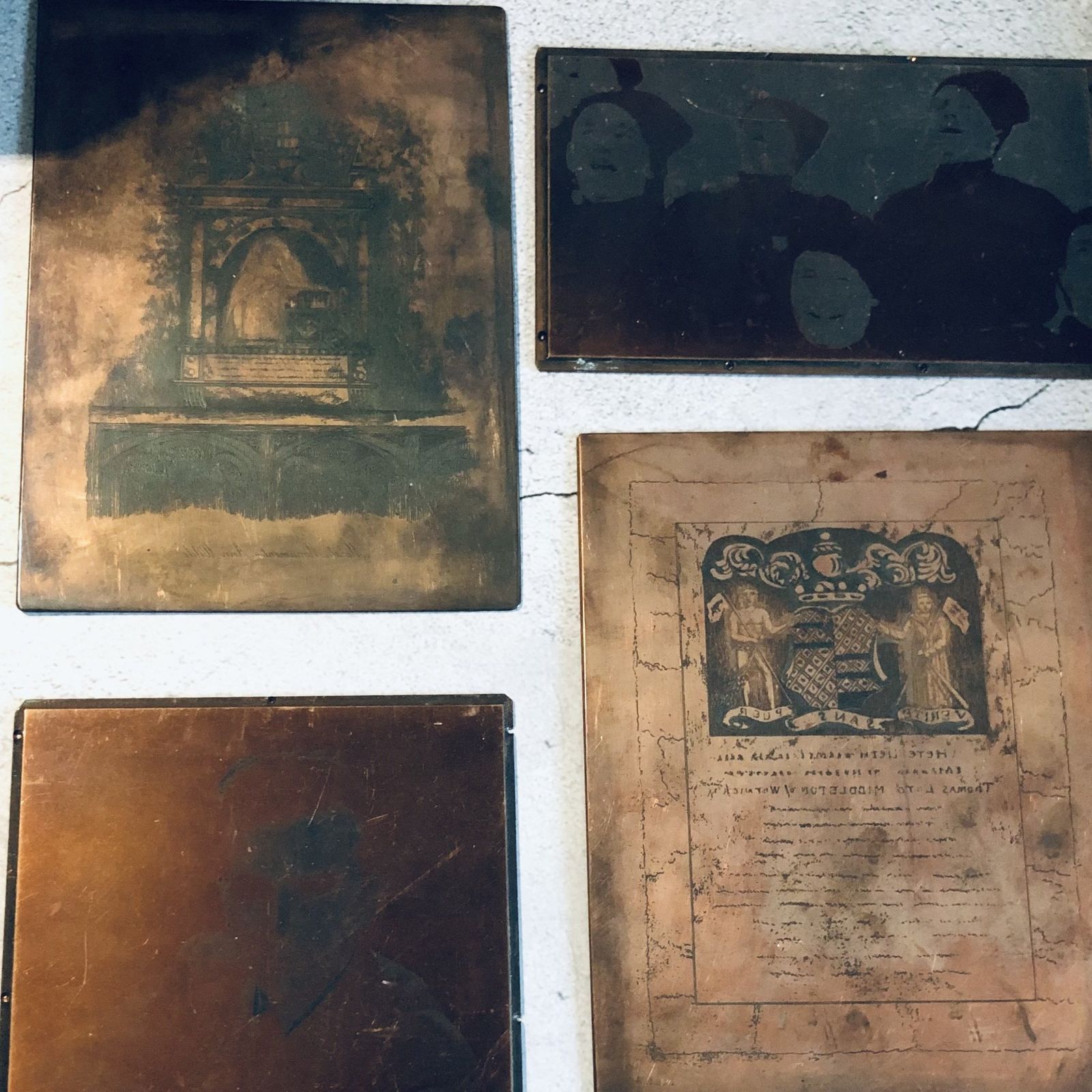 Antique Etched Copper Printing Plate Monument To Anne Wylde In Tong Church In Salop photo for sale