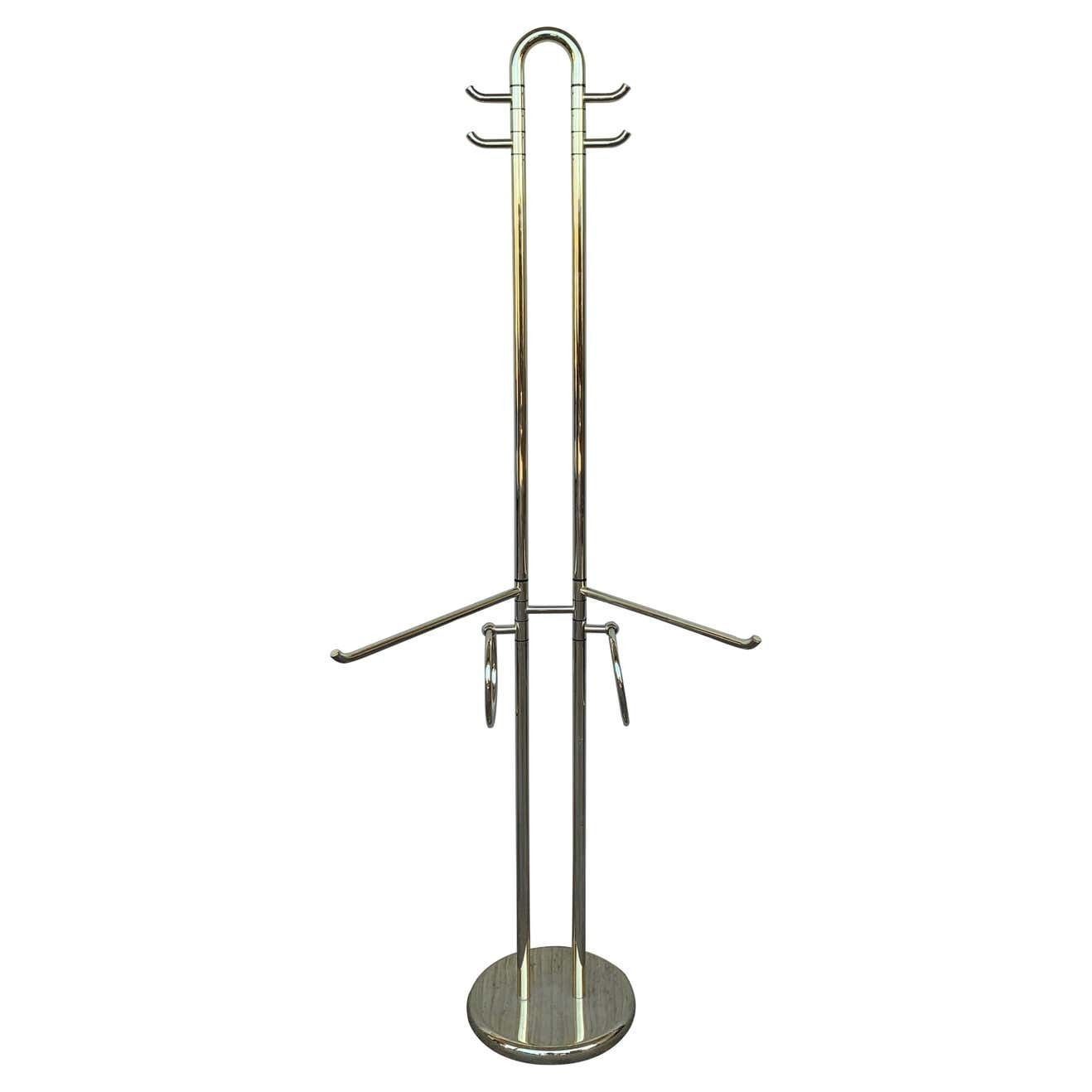 Porte-manteau italien Mid-Century Modern en laiton, base ronde, Italie, années 1970