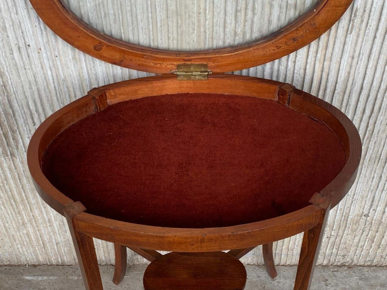 Vitrine de table Louis XVI d'époque, à couvercle relevable en bois de satiné, vers 1900 photo vintage