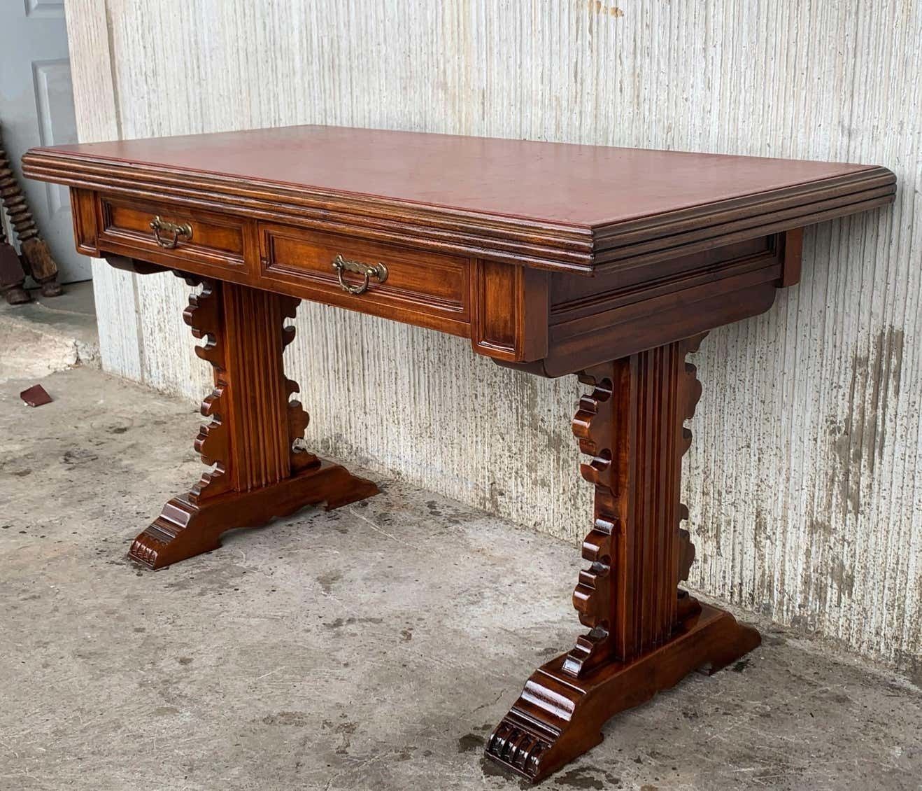 Bureau ou console de style colonial espagnol à deux tiroirs, estampillé Valentí photo Mobilier
