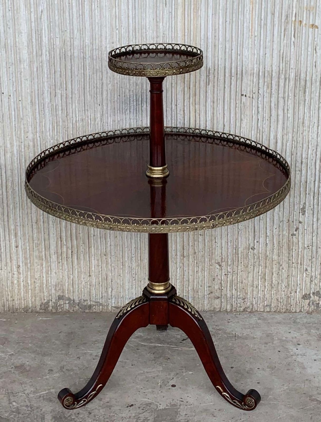 Louis XVI Style Two Tier Mahogany Bouillotte Round Table In Style Of Jansen photo furniture