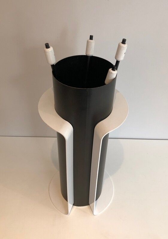 Black And White Lacquered Design Fire Place Tools On Stand. French. Circa 1980 photo furniture