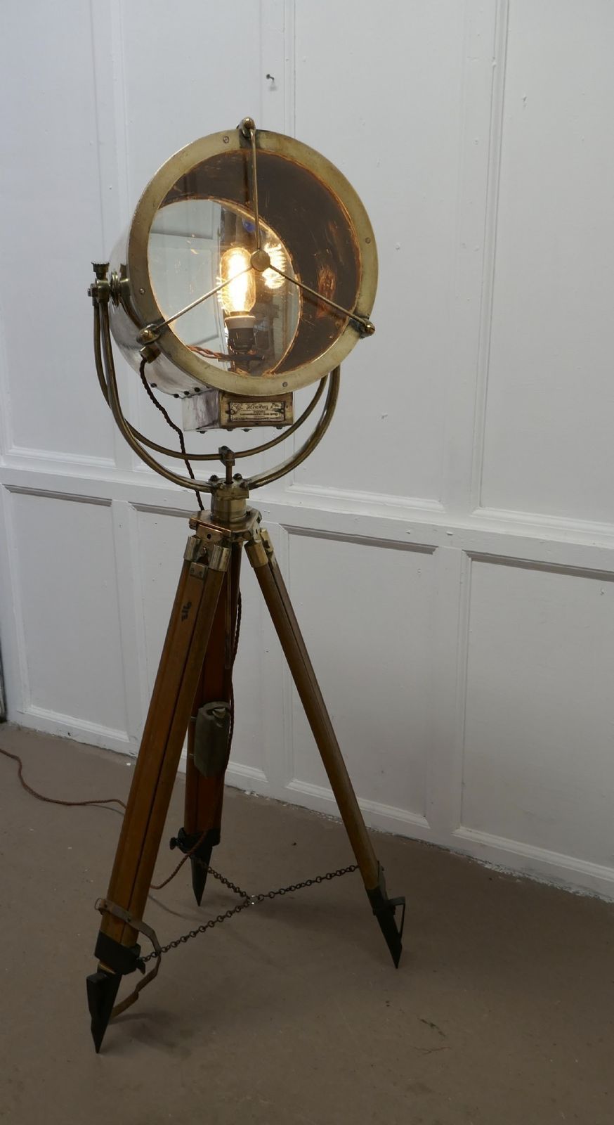 2800.0 Very Large 19th Century Vintage Nautical Search Light Or Spot Light By G Vieira photo