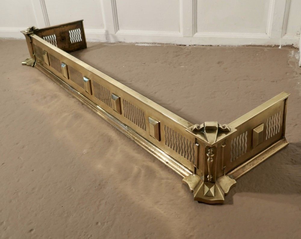 Large Victorian Art Nouveau Brass Fender photo 534.0