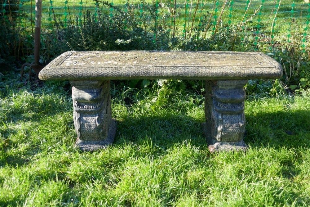 Old Weathered Oriental Cast Garden Bench, With Dragons photo furniture