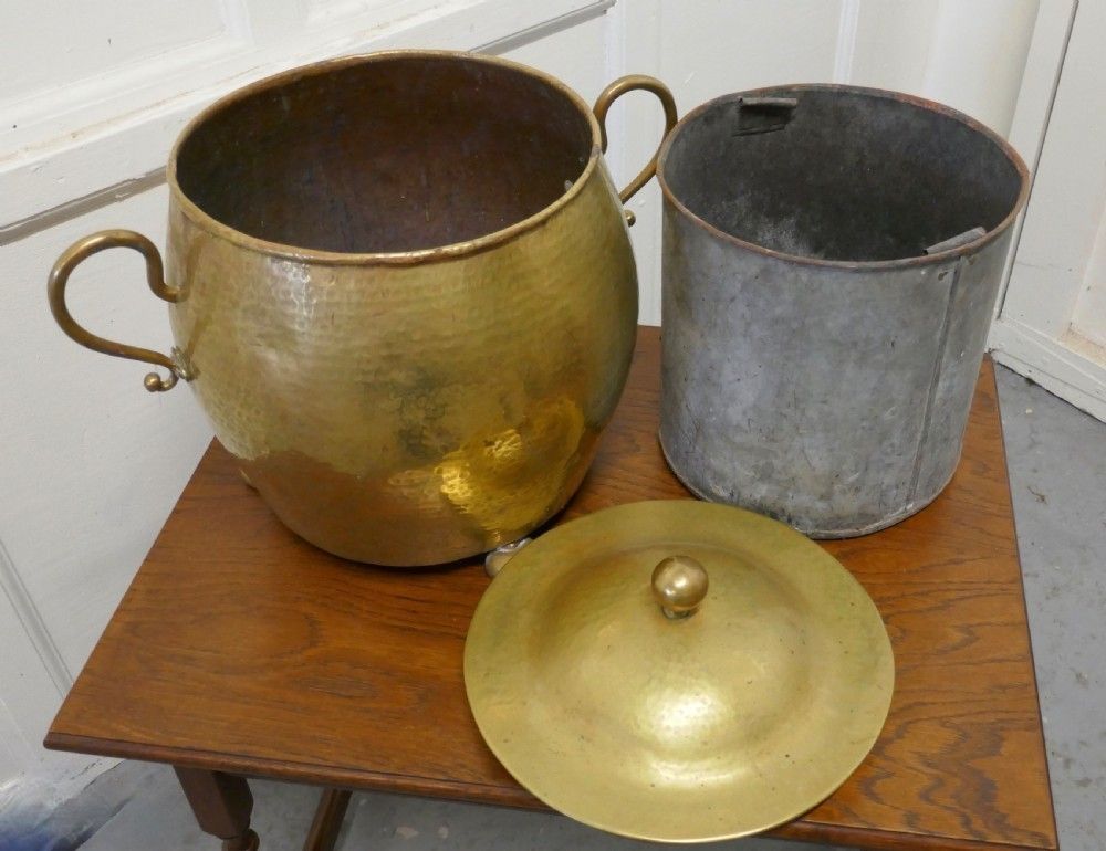 Brass Arts And Crafts Coal Bucket With Lid photo Home Fixtures