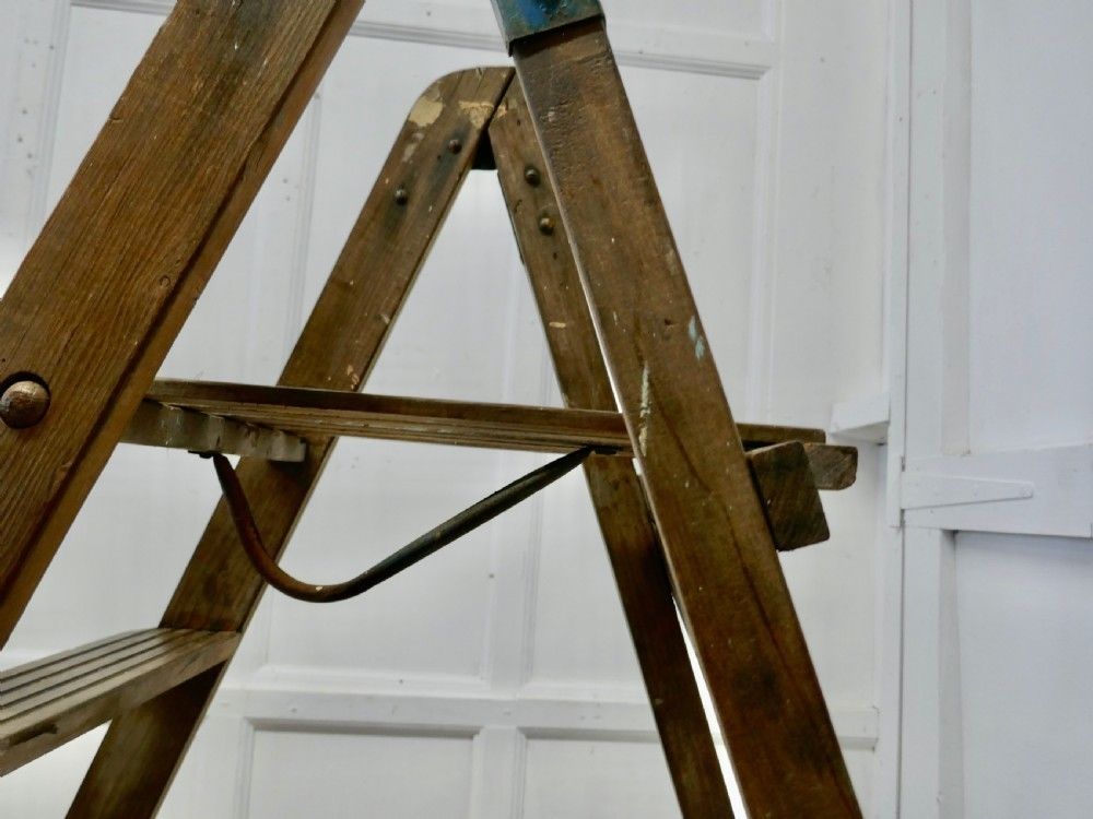 Tall 19th Century Wooden Step Ladder photo for sale