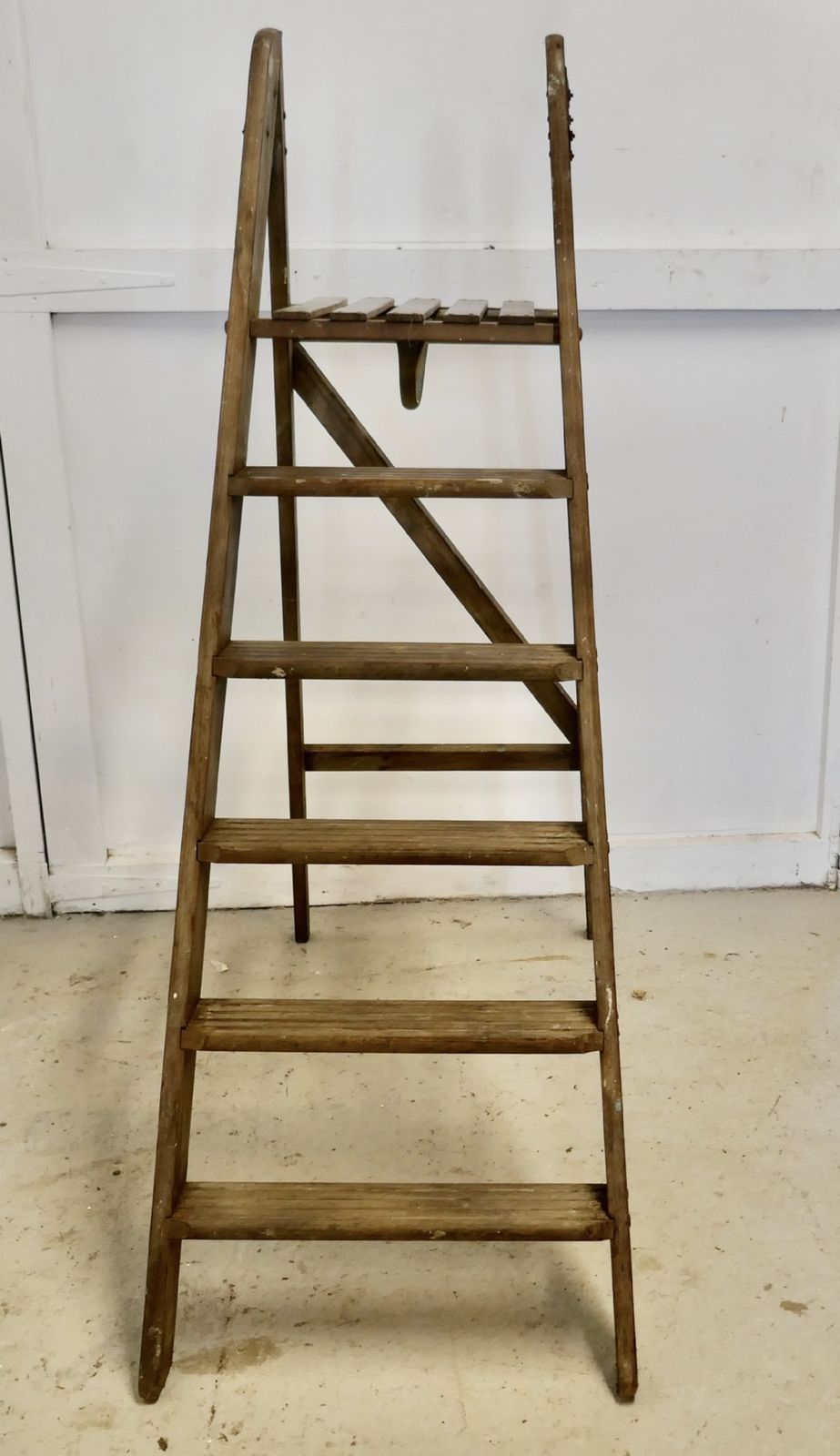Tall 19th Century Wooden Step Ladder photo vinterior