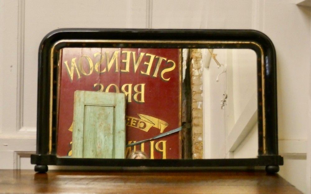 Victorian Black Lacquer Over Mantel Mirror photo for sale