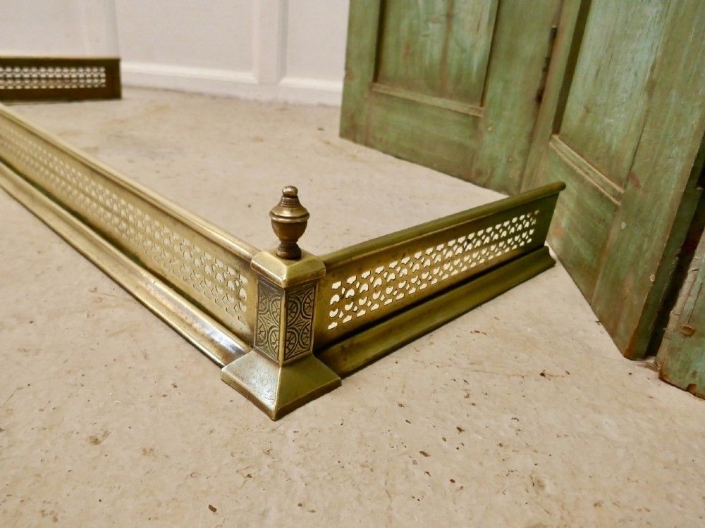 Long Victorian Pierced Brass Fender photo Home Decor