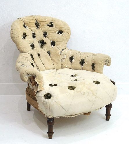 A Very Rare Pair Of French 19th Century Buttoned Armchairs photo Furniture