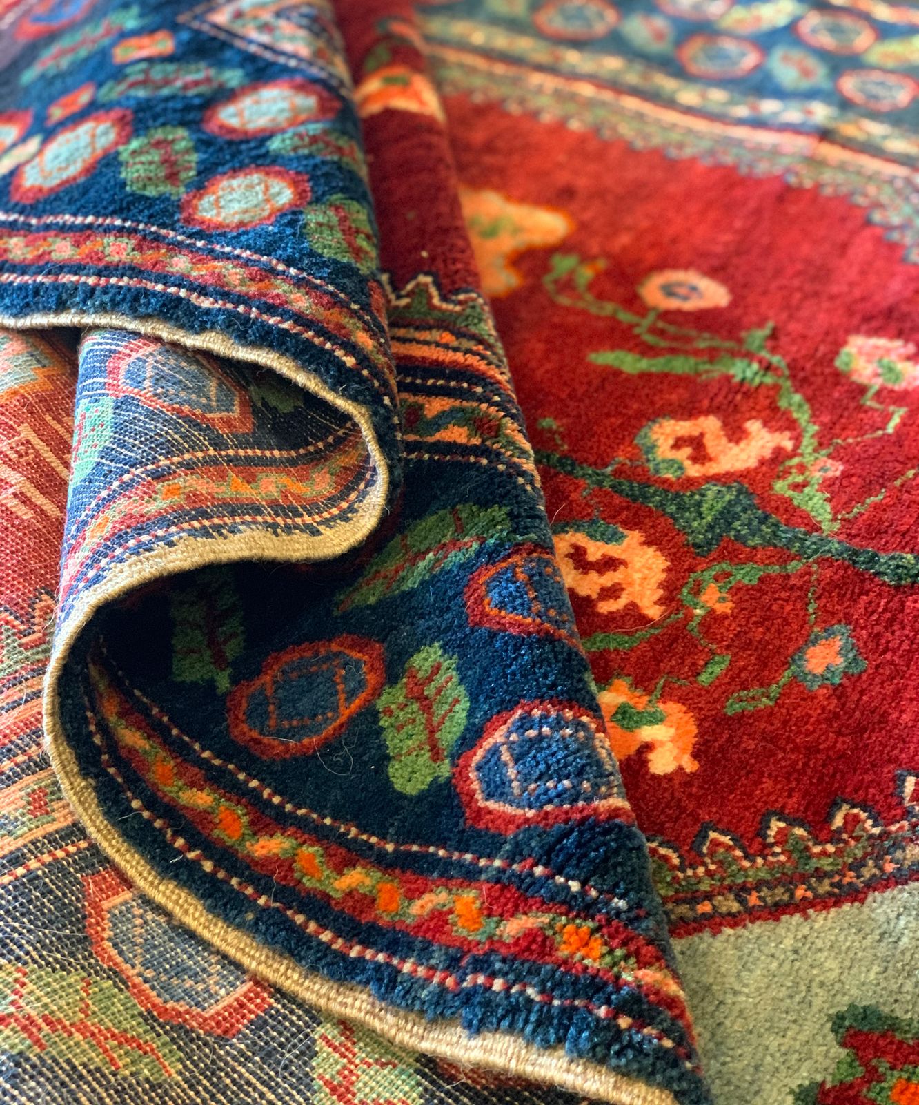 Handwoven Antique Wool Armenian Rug 1880  123x163cm photo vintage