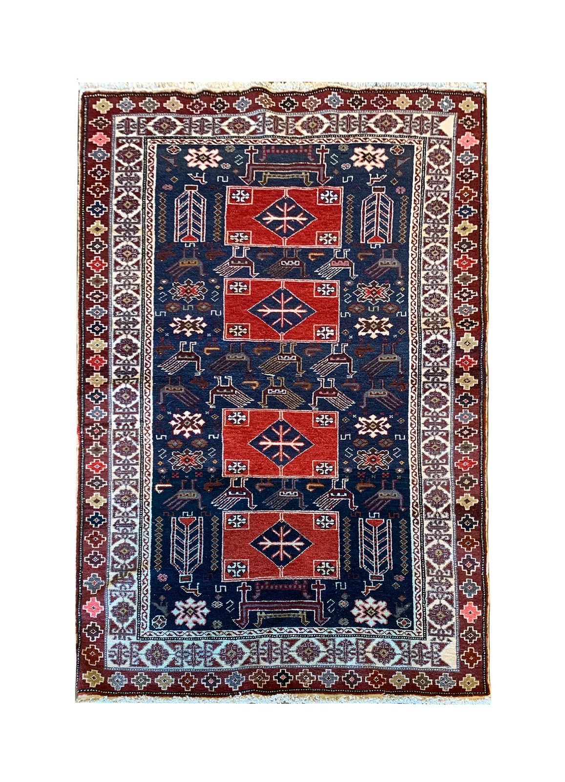 Antique Tribal Caucasian Kuba, Azerbaijan Rug 1880  96x157cm