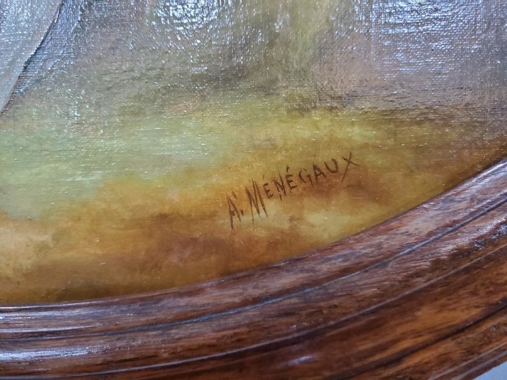 Ménégaux, French Art Nouveau Oil On Board C1900 photo Art