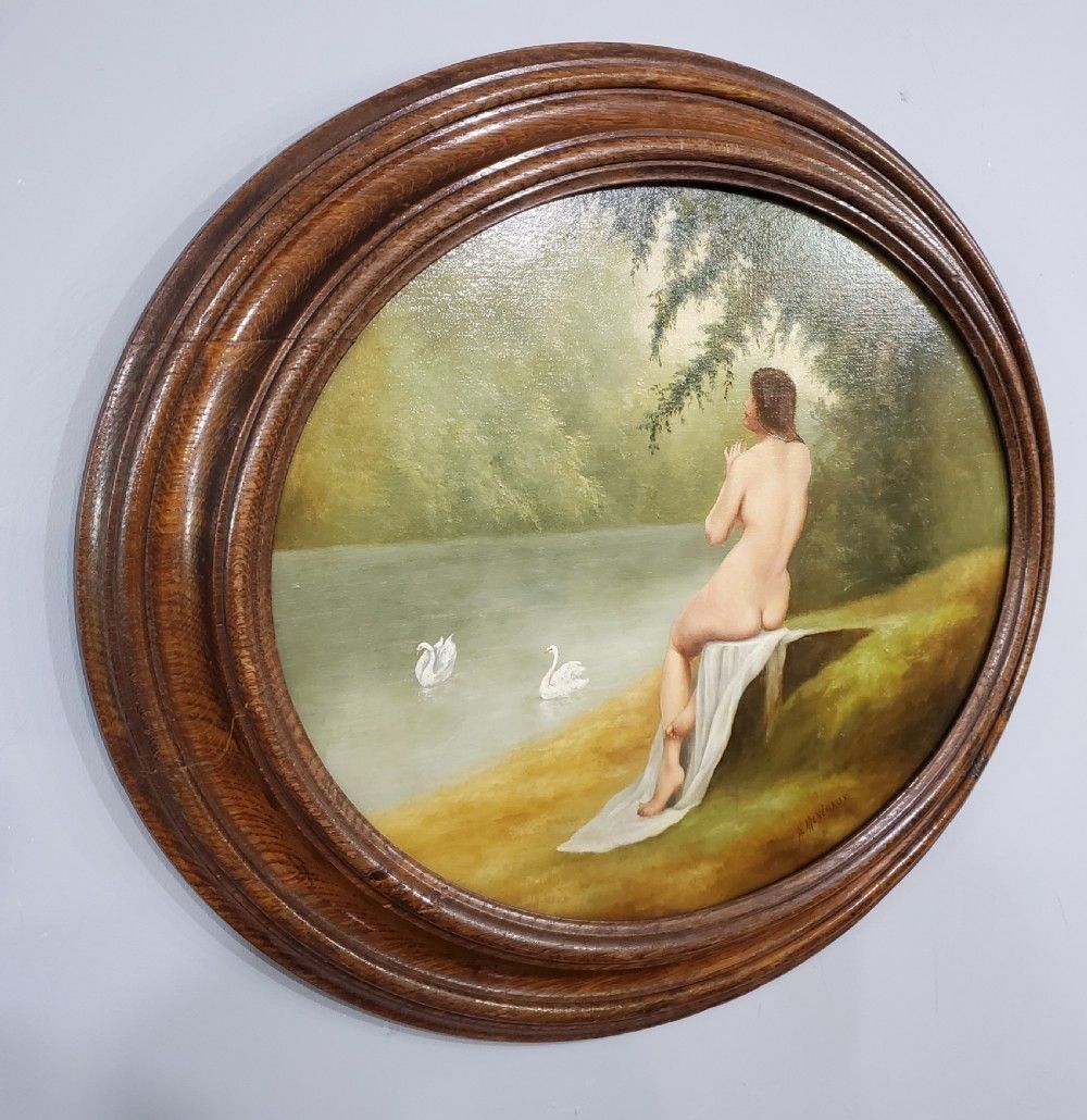 photo furniture Ménégaux, French Art Nouveau Oil On Board C1900