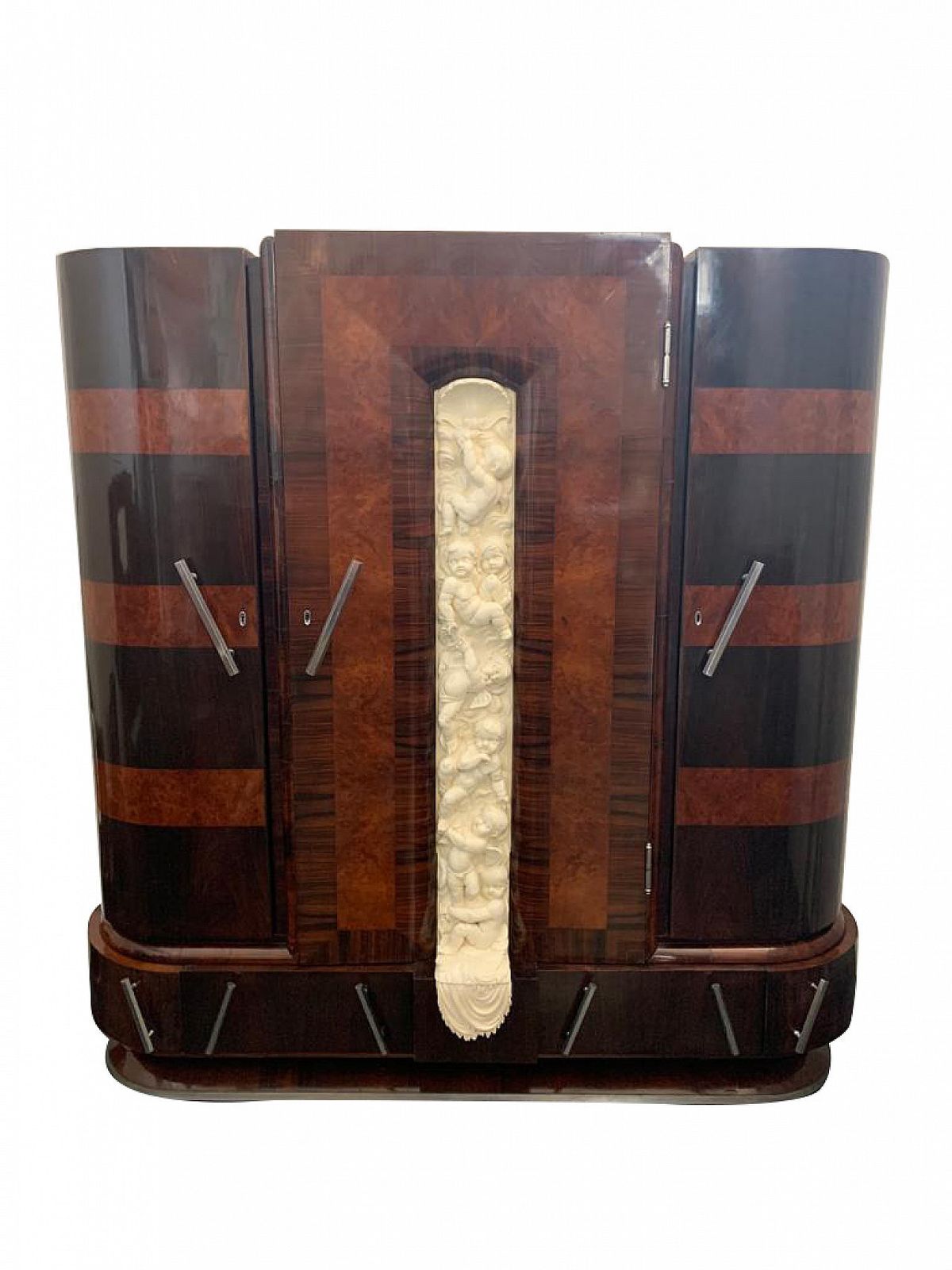Closet In Carved Walnut And Rosewood With Lacquered Front By Ducrot, 1920s photo furniture