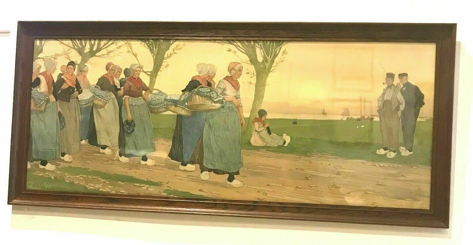 Pair Of Framed Prints "Dutch Scene" By Cassiers Hendricks XX Century photo furniture