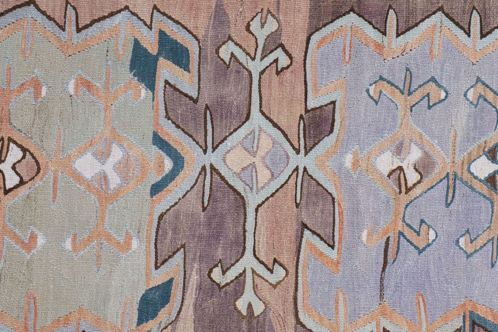Hand Woven Turkish Oushak Kilim Flat Weave Wool Rug 5'1" X 11'10" photo vinterior