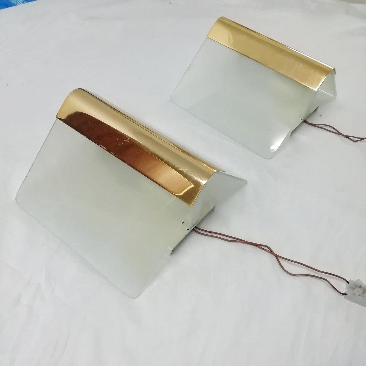 Metal And Glass Metalarte Sconces, 1970s. Set Of 2 photo for sale