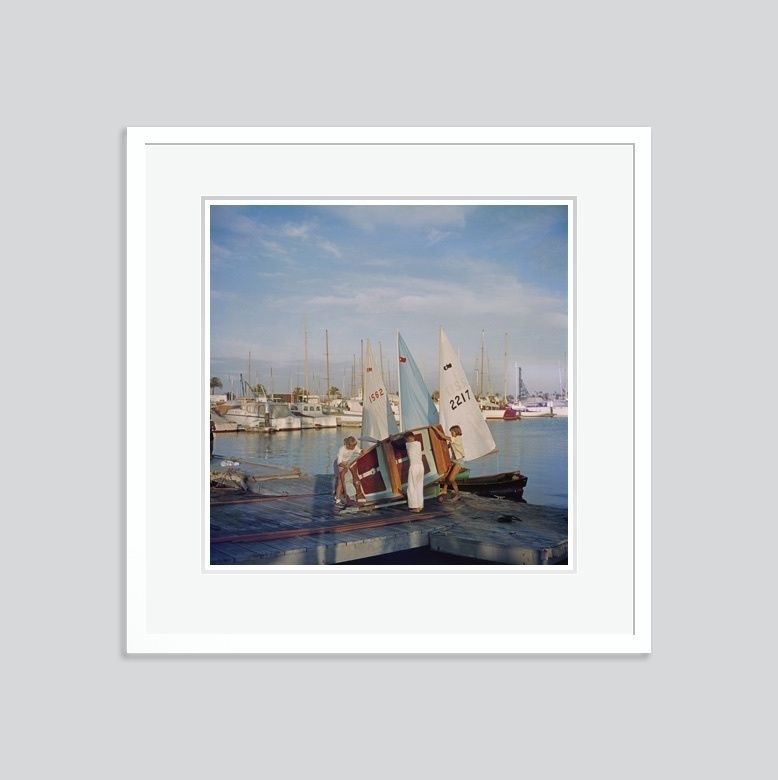 Slim Aarons 'Sailing Dinghy' 1956 C Type Print Framed In White