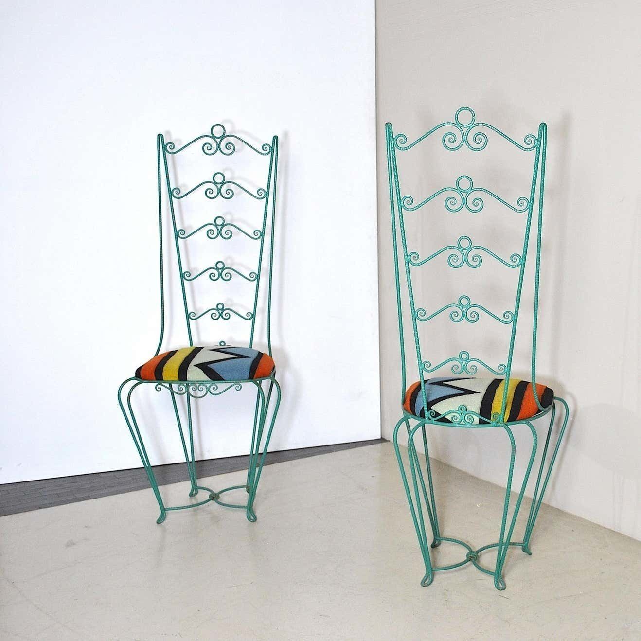 Set Of Two Wrought Iron Chairs From The Sixties photo Garden Furniture