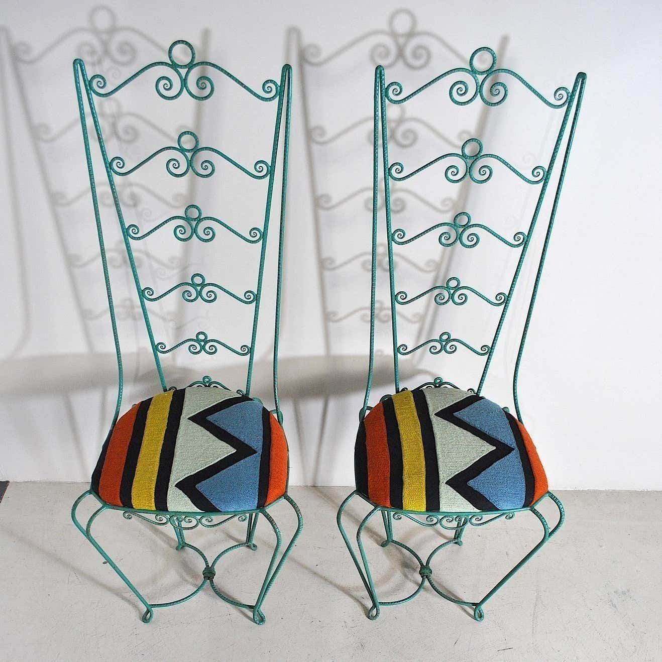 Set Of Two Wrought Iron Chairs From The Sixties photo buy