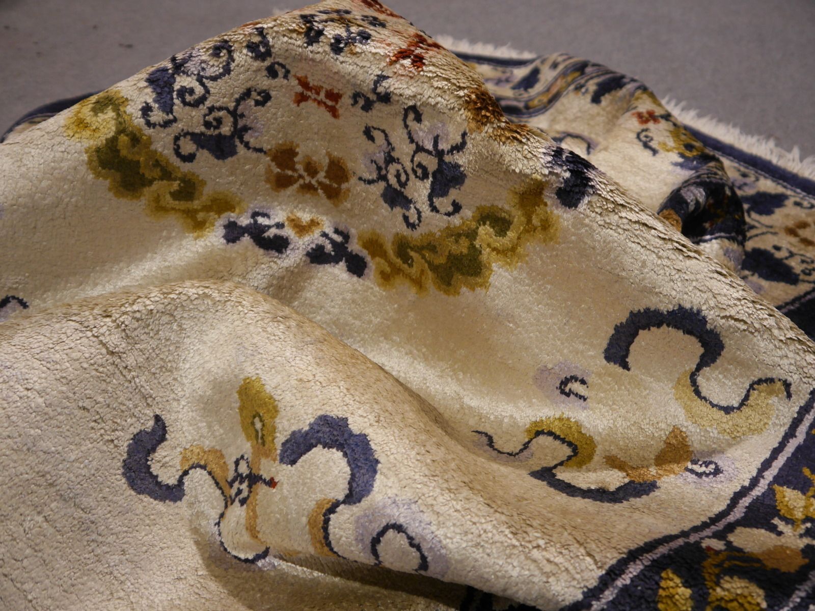 Mid Century Chinese Silk Rug, 1950s photo for sale