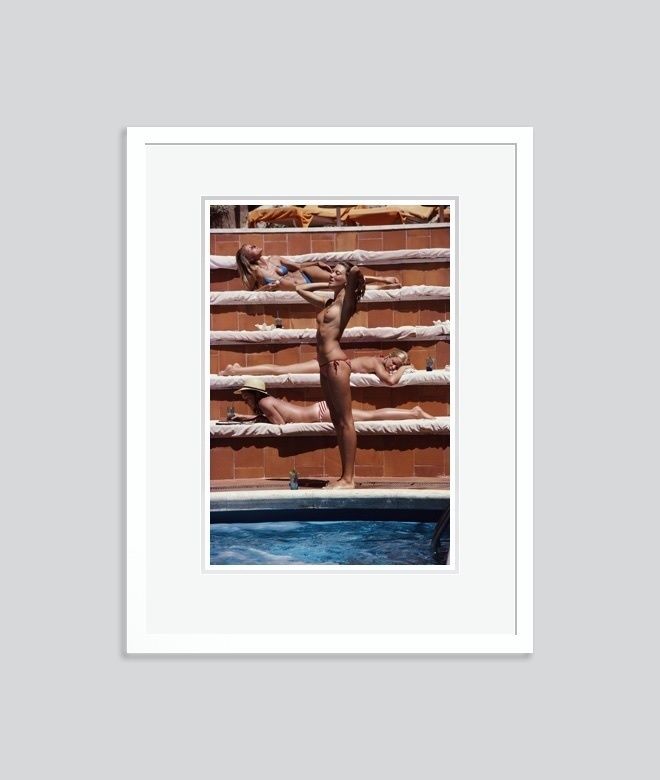 Slim Aarons 'Sunbathing On Capri' 1980 C Type Print Framed In White