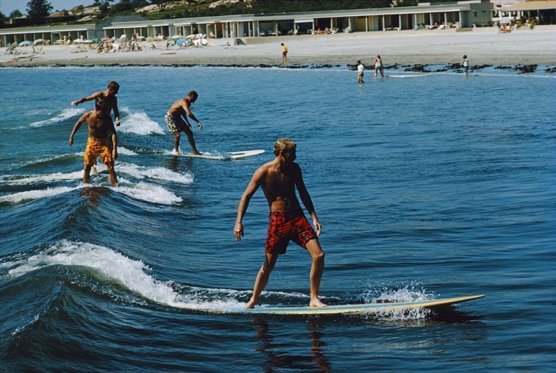 Slim Aarons 'Surfing Brothers' Circa 1930 C Type Print Framed In Black photo furniture