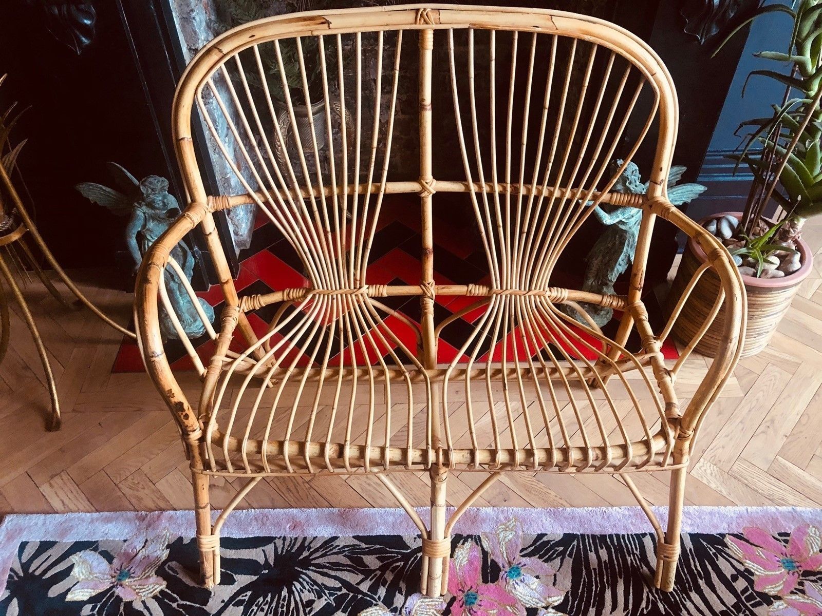 Mid Century Bamboo Love Seat photo for sale