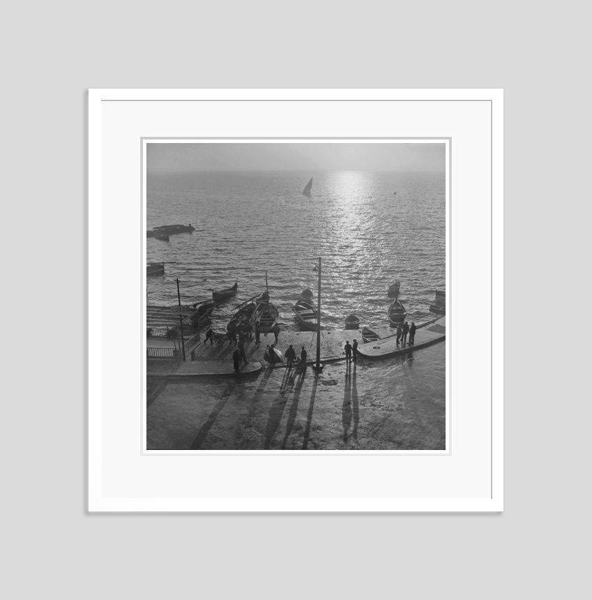 Slim Aarons 'Anzio Quayside' 1949 Archival Pigment Print Framed In White