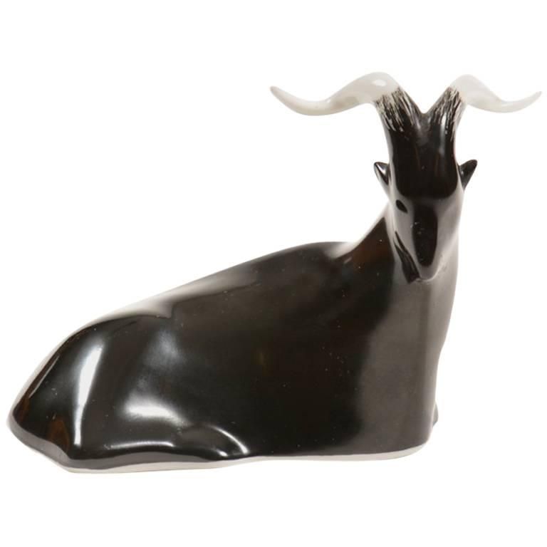Billy Goat Porcelain Scupture By Royal Dux Czech Republic Circa 1960 photo furniture