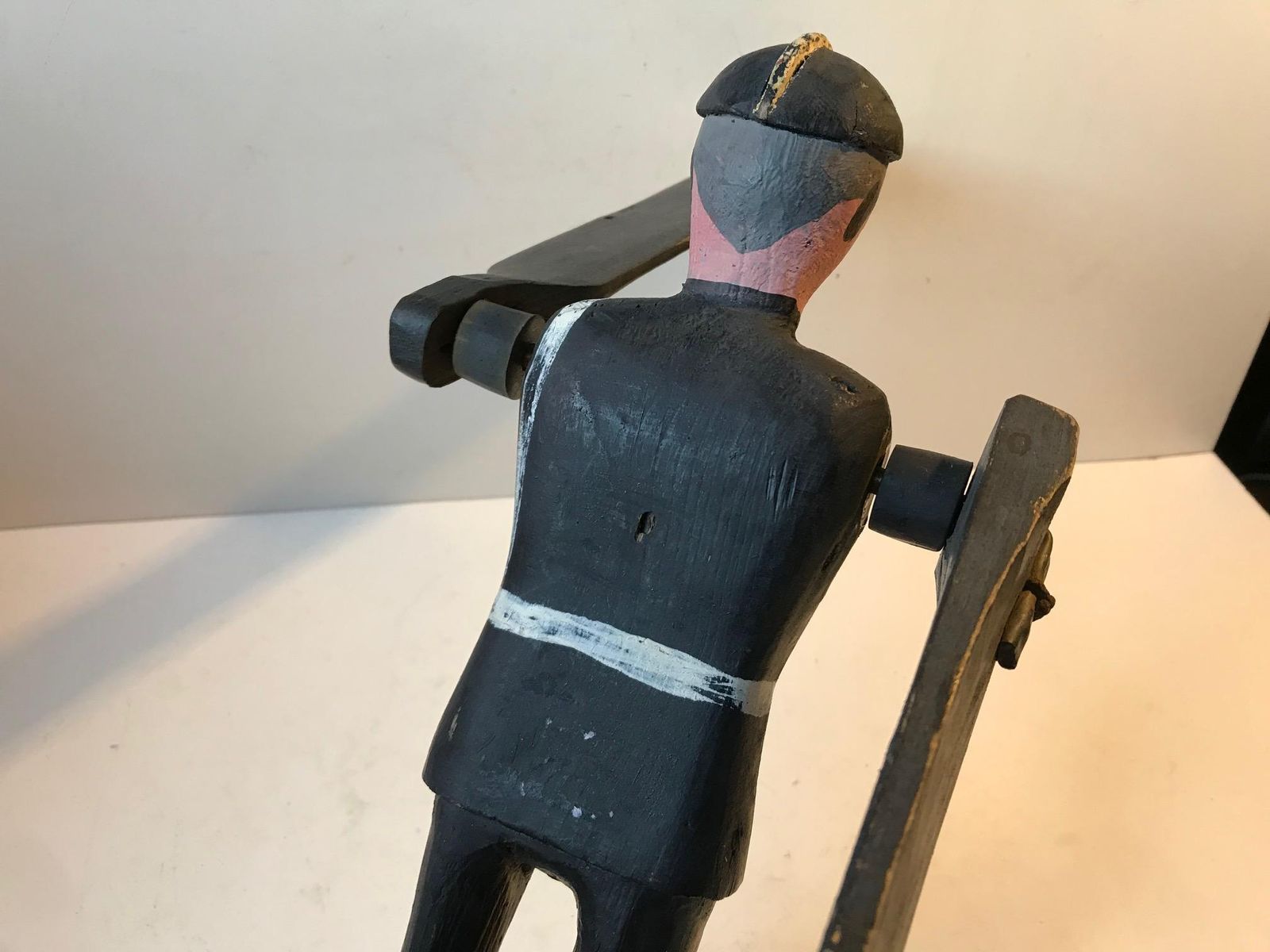 Handmade Wooden Whirligig Officer, European Folk Art, 1950s photo Home Decor