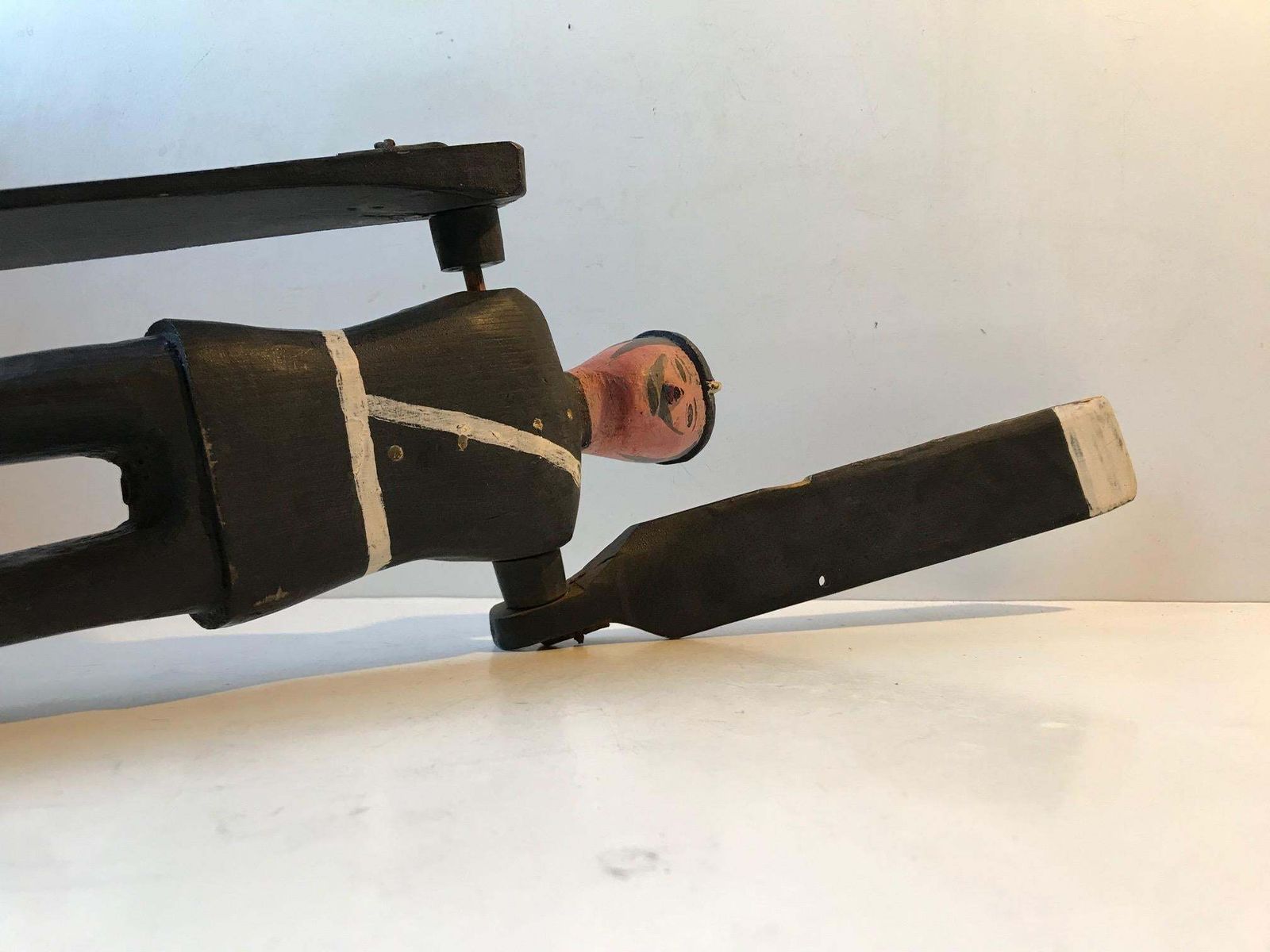 Handmade Wooden Whirligig Officer, European Folk Art, 1950s photo buy
