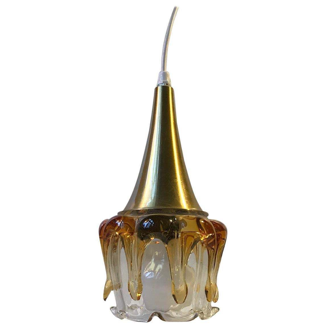 Doria Pendant Lamp In Honeydrip Glass, 1970s photo furniture