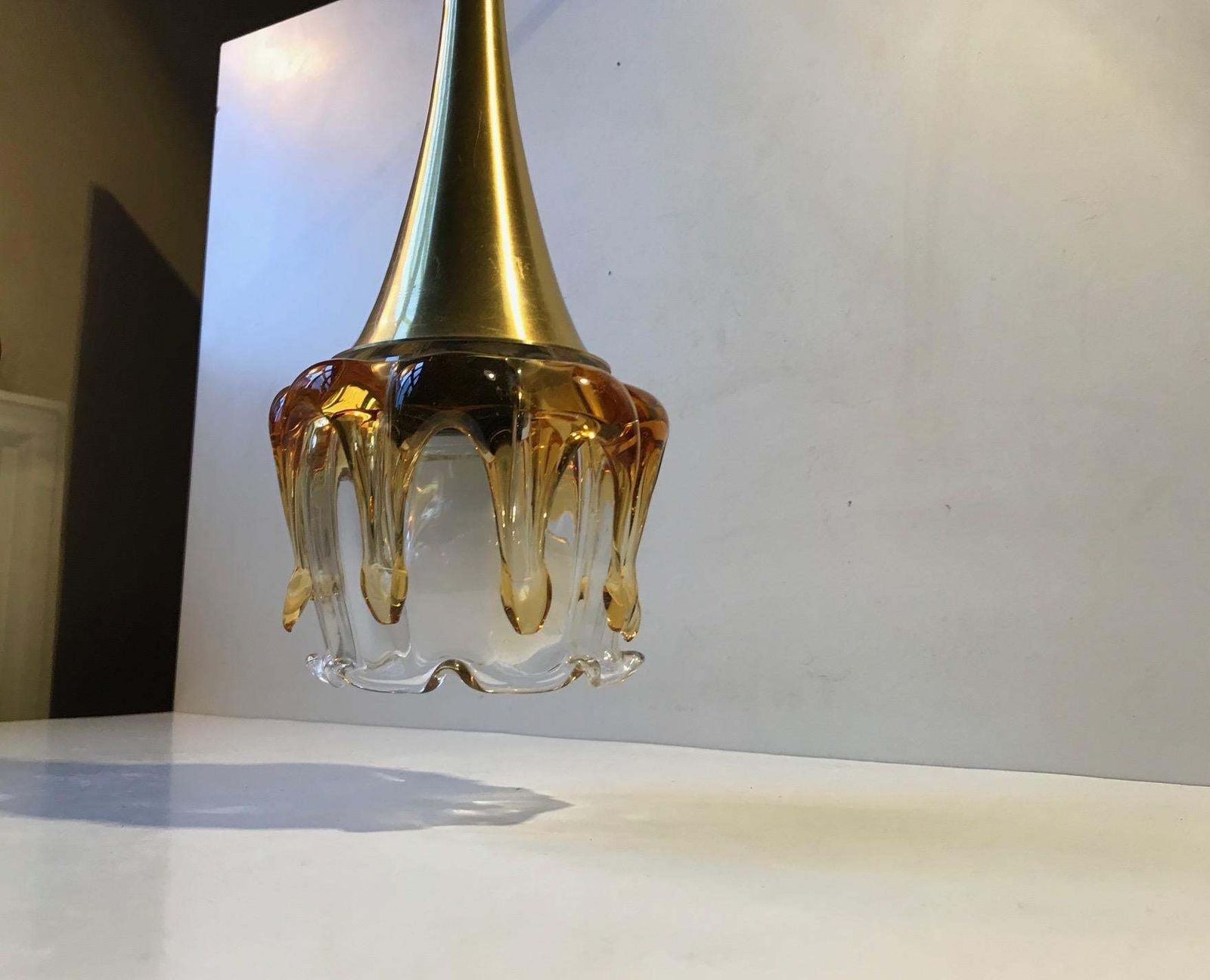 Doria Pendant Lamp In Honeydrip Glass, 1970s
