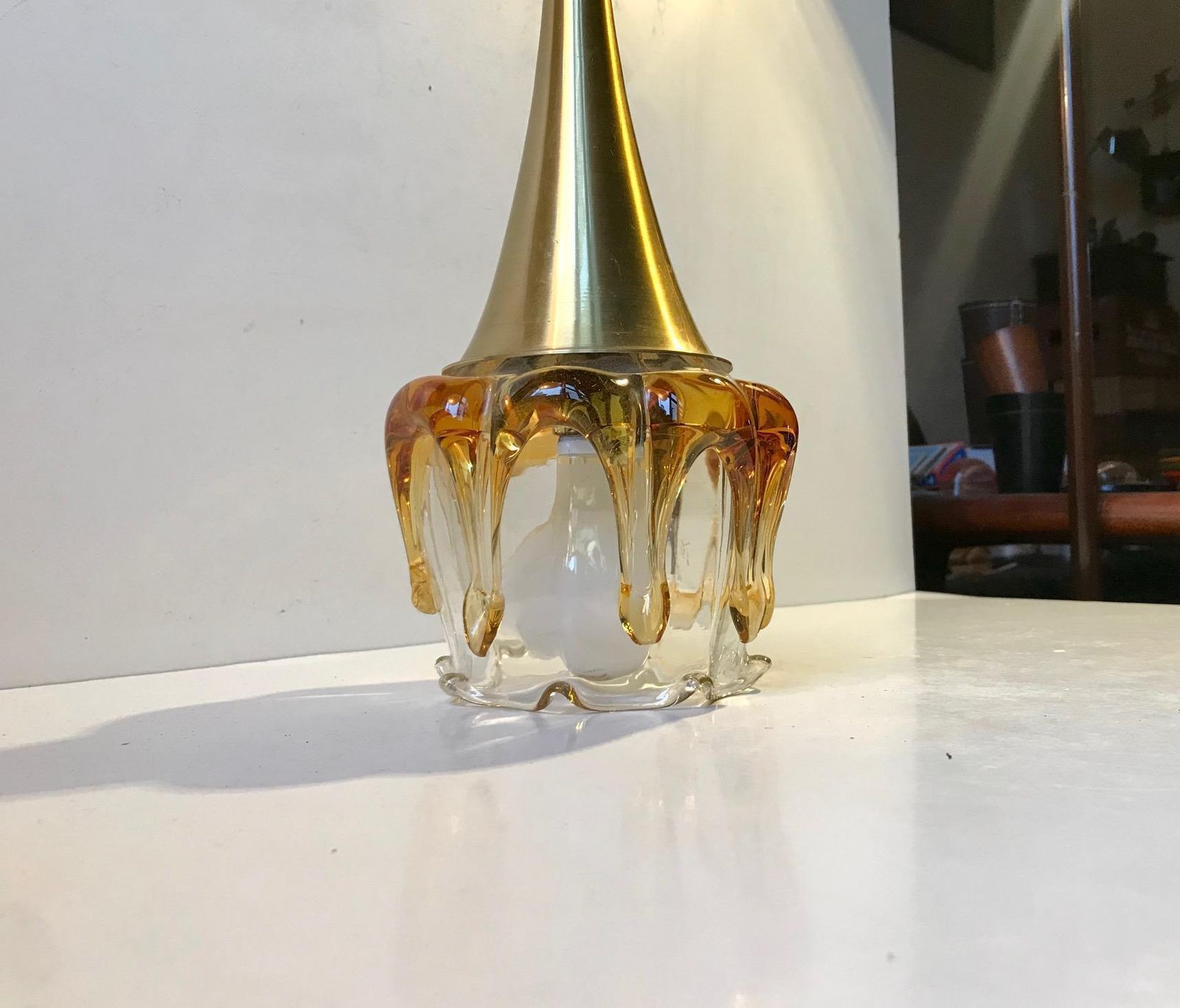 Doria Pendant Lamp In Honeydrip Glass, 1970s photo 350.0