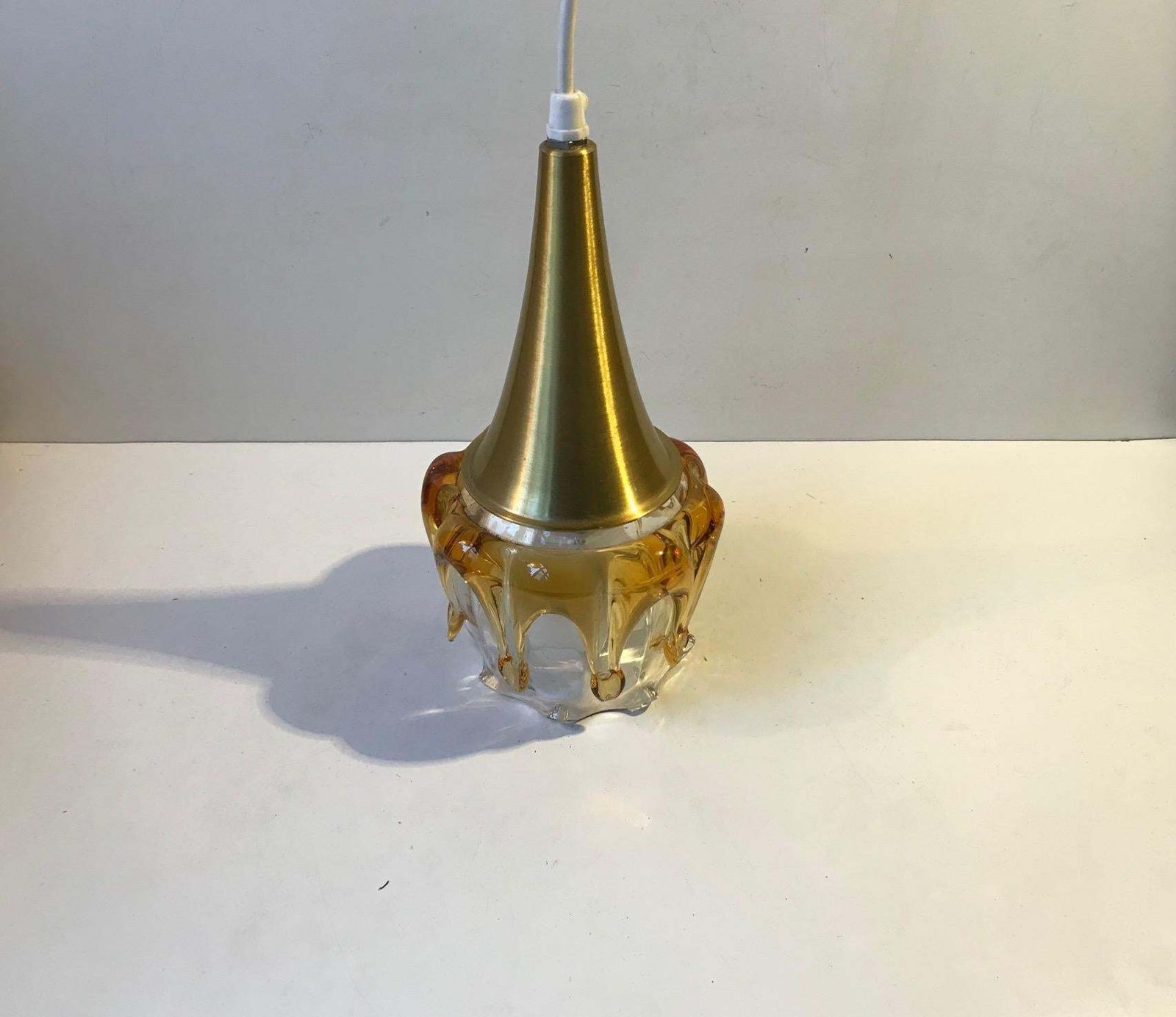 Doria Pendant Lamp In Honeydrip Glass, 1970s photo vintage