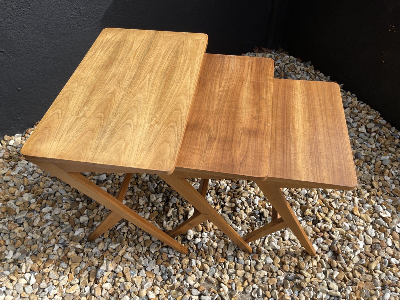 Mid Century Swedish Bengt Ruda Scissor Leg Z Leg Tables photo vinterior