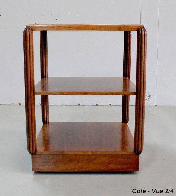 2082.66 Walnut Serving Table On Wheels, Art Deco Style Early 20th Century photo