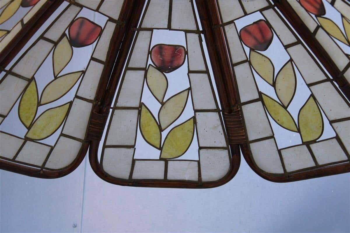 Dome Chandelier In Bamboo Italian Design 1970s Flowers photo buy