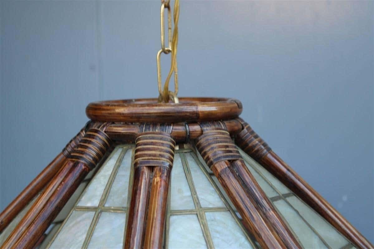 photo for sale Dome Chandelier In Bamboo Italian Design 1970s Flowers