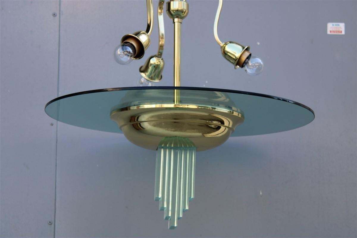 Jean Perzel French Mid Century Chandelier Brass And Glass 1950s Gold Crystal photo furniture