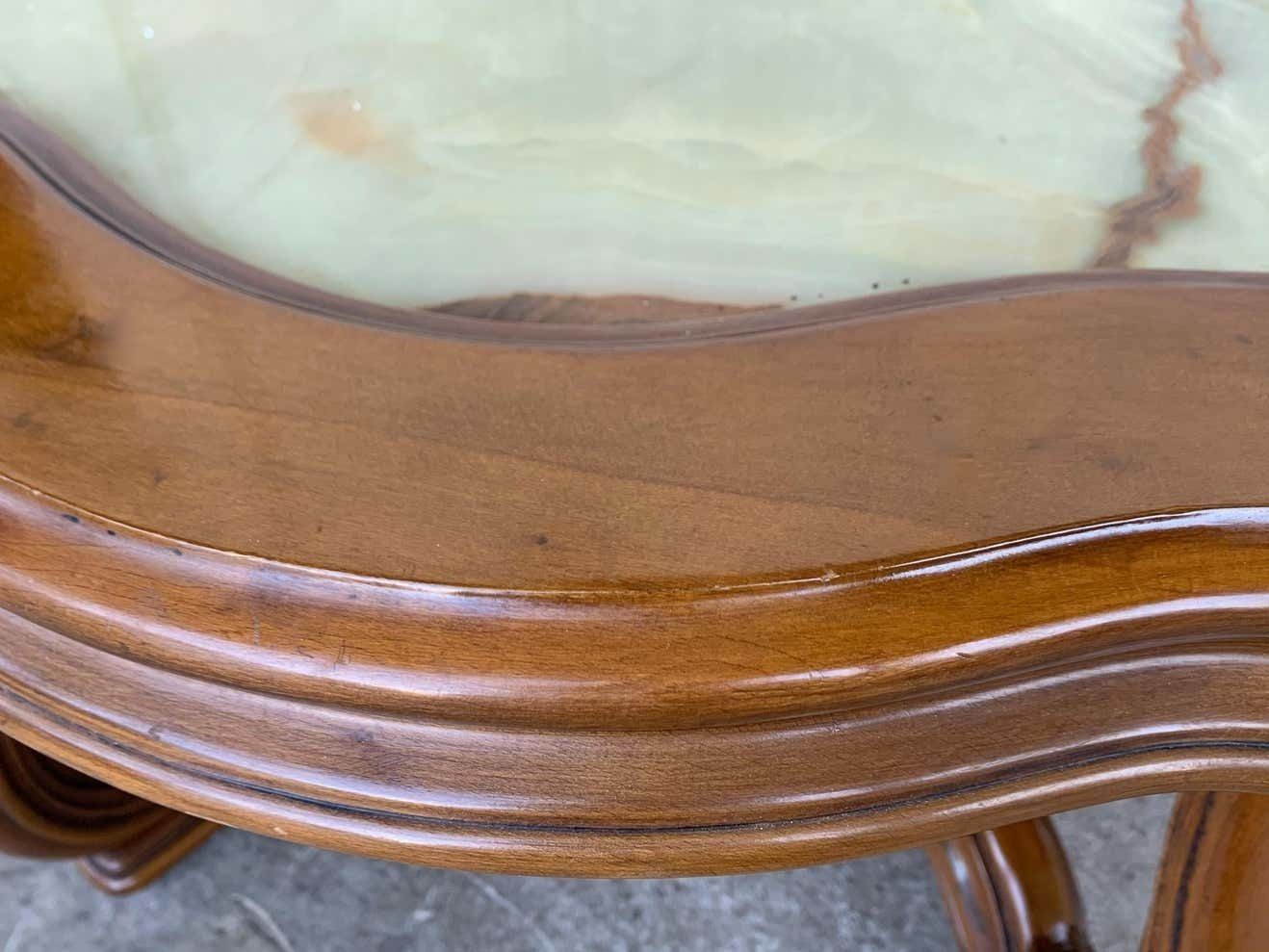 19th Green Onyx Fleur Form Top With Oak Legs Coffee Table photo 3051.0
